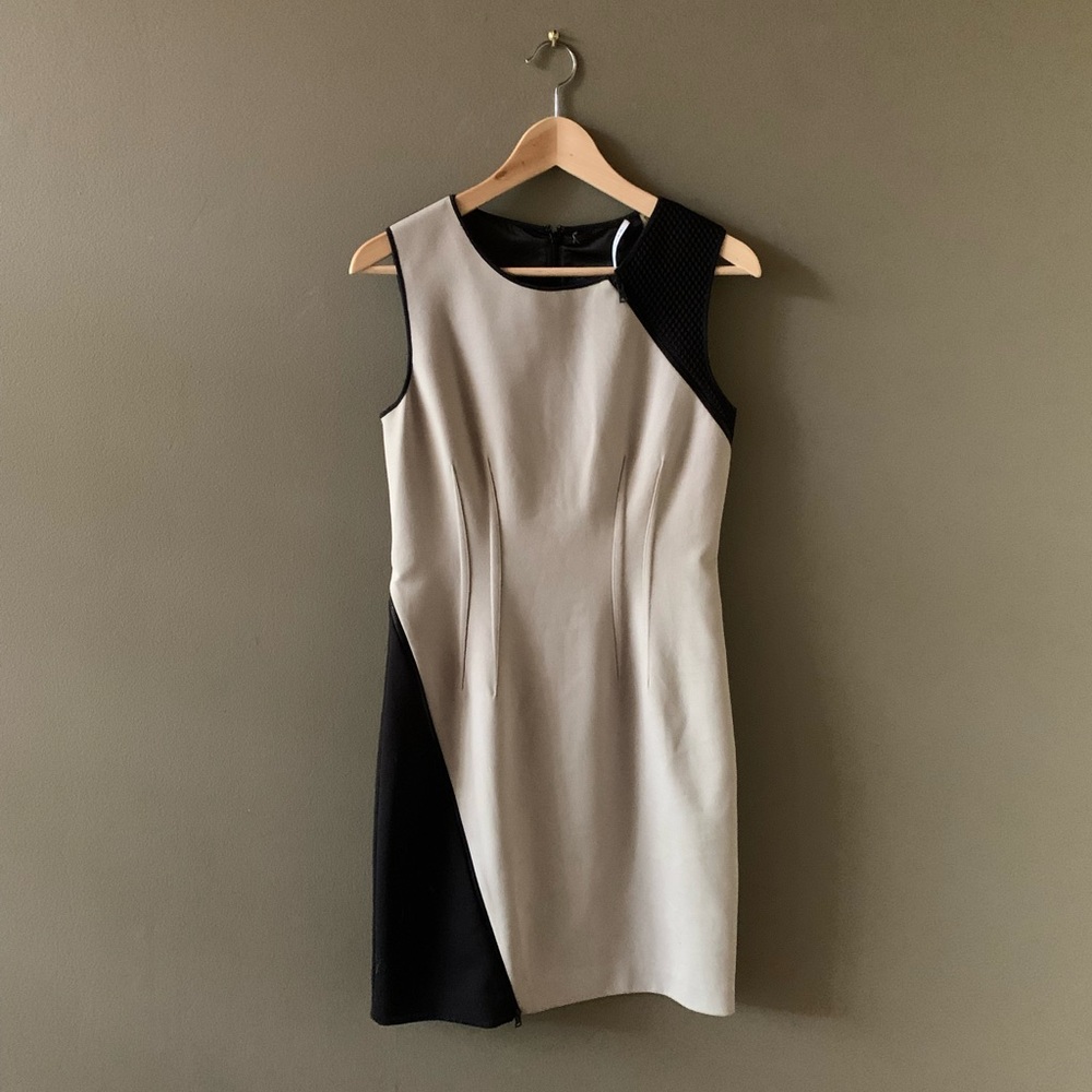 NWT Tahari Tan & Black Dress Size 2 ORIGINAL PRICE $148 NEVER WORN